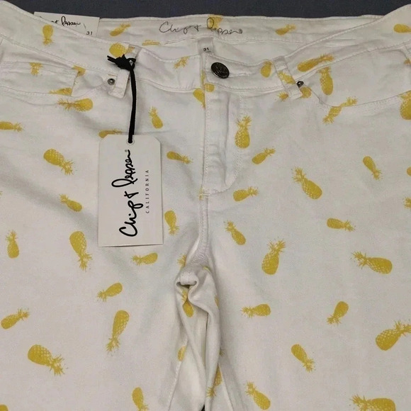 Chip & Pepper Syd Skinny Ankle Pineapple Print Pants Size 31 - Picture 4 of 16